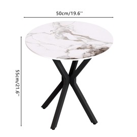 GOLDFAN Round Side Table Set of 2, Modern Stylish End Tables with Faux Marble Top and Black Metal Legs,Durable Sofa Side Tables for Living Room Bedroom
