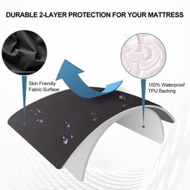 NTBED Waterproof Mattress Protector Cover King Size Deep Pocket Polyester Bed Mattress Pad Cover Solid Color Fitted Sheet (80” x 78” (Black, King)