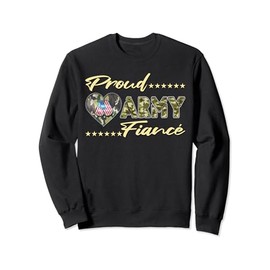 Proud Army Fiance - Camo US Flag Dog Tag Military Lover Gift Sweatshirt