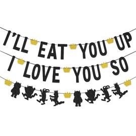 I'll Eat You Up I Love You So Banner Garland for Where The Wild Things are Birthday Party Wild one Birthday Photo Prop Decorations