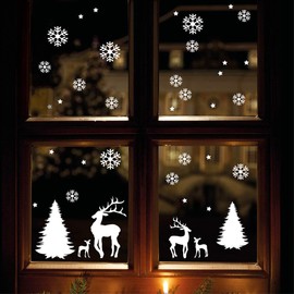 Wall tattoo loft window sticker snowflake set reusable