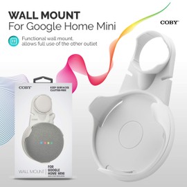 Coby Wall Outlet Mount Holder for Google Home Mini, Smart Speaker Device Accessory with Cable Cord Plug Management - White