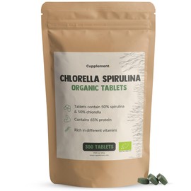 Cupplement - Spirulina Chlorella 300 Tabletten - Bio - 500 MG pro Tablette - Keine Kapsel, Flocken oder Pulver - Algen - Superfood - Supplement - Hawaii - Algen - Blau - Spirilina - Chlorela