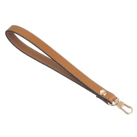 sourcing map Leather Wristlet Strap, 7.48" Hand Wrist Lanyard Leather Replacement Wrist Strap for Clutch Wallet Keychain Bag DIY (Dark Brown, Gold)