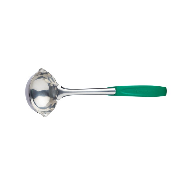 MasterClass MCSOUPLADGRN Colour-Coded Catering-Quality Stainless Steel Soup Ladle, 35 cm (14") - Green (Vegetarian)