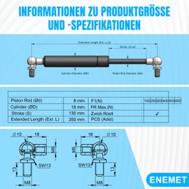 Universal Gas Lift for Doors, Cars & Cabinets, Damper Against Banging Doors, Stable Shock Absorber, Soft Close Retrofitting, Bonnet Damper & Boot Damper, Gas Pressure Damper
