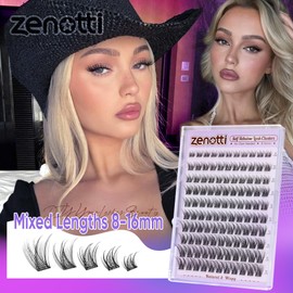 Self Adhesive Eyelash Clusters Natural Self Adhesive Lashes Cluster No Glue Eyelashes Press on Lashes Pre Glued Wispy Cluster Eyelash Extensions 8-16mm 120Pcs by zenotti