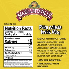 Margaritaville Singles To Go Water Drink Mix - Pina Colada Flavored, Non-Alcoholic Powder Sticks 6 CT, 0.70 Ounce (Pack of 4)