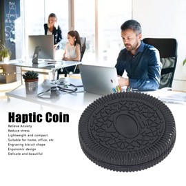 Haptic Coin Fidget Slider, EDC Fidget Clicker Office Fidget Toy for Adults, Metal Fidget Toys Stress Relief Toy, Fidget Clicker Slider EDC Men's Desk Toy (Balack)
