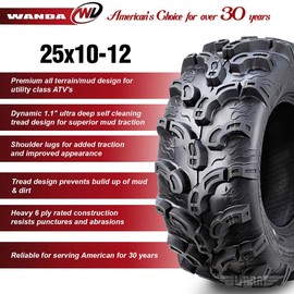 WANDA One ATV/UTV Tire 25x10-12 25x10x12 6PR 375 Super Mud Snow