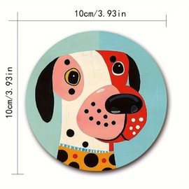 Monattrod Wood Coasters Set of 6 - Handcrafted Drink Coaster Thick Heat-Resistant for Office, Bar, Farmhouse - Cute Dog Drink Cup Coasters for Table Protection