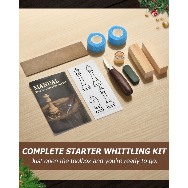 EasyTime Wood Carving Beginners Kit: Chess Whittling Hobby Project with