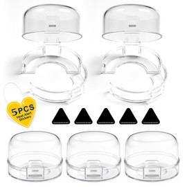 Shularis Stove Knob Safety Covers, 5Pcs Fits 90% Oven/Stove 5 Heat Alert Stickers Oven Knob Covers for Child Safety, 2nd Gen Kitchen Burner Childproofing, Gas Stove Knob Locks for Kid Baby Pet (Clear)