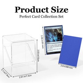 Card Deck Box, Clear Commander Card Deck Case with 100 Pack Card Sleeves, Standard Size Card Deck Storage Box Fit for MTG, Trading Cards, Sport Cards (Navy Blue)