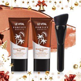 Instant Glow Self Tanner Gel, Summer Tan, Water-Resistant Bronzer, Rapid Tanning for Face Leg Body, with Natural Ingredients Moisture Vitamin E, Cruelty-Free with Brush (2 Pack, 1.7 oz Each)