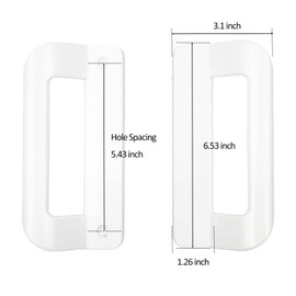 KVTTOZA Sliding Door Handle Set (No Lock, Non-Keyed), Fits 5-5/8 Inch Screw Hole Spacing 2 Replacement White Diecast Sliding Patio Glass Door Handles Pulls