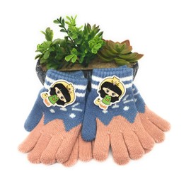 Shen Kids Winter Gloves Mittens Knitted Five Finger Warm Gloves for Kids, Infants, and Toddler 2-5 Years Old (Blue Pink)