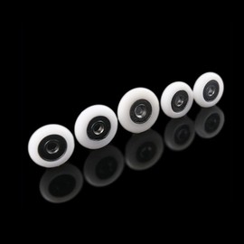 AFUDER 8pcs Bathroom Door Sliding Hallway Shower Door Rollers, White, 19 mm/20 mm/22 mm/23 mm/25 mm/27 mm Outer Diameter, 5 mm Bearing Hole, Modern, Plastic, Stainless Steel