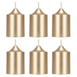 Mega Candles 6 pcs Unscented Solid Bell Top Gold Pillar Candles, Hand Poured Premium Wax Candle 2 Inch x 3 Inch, Home Décor, Wedding Centerpieces, Birthdays, Celebrations, Party Events, Memorials