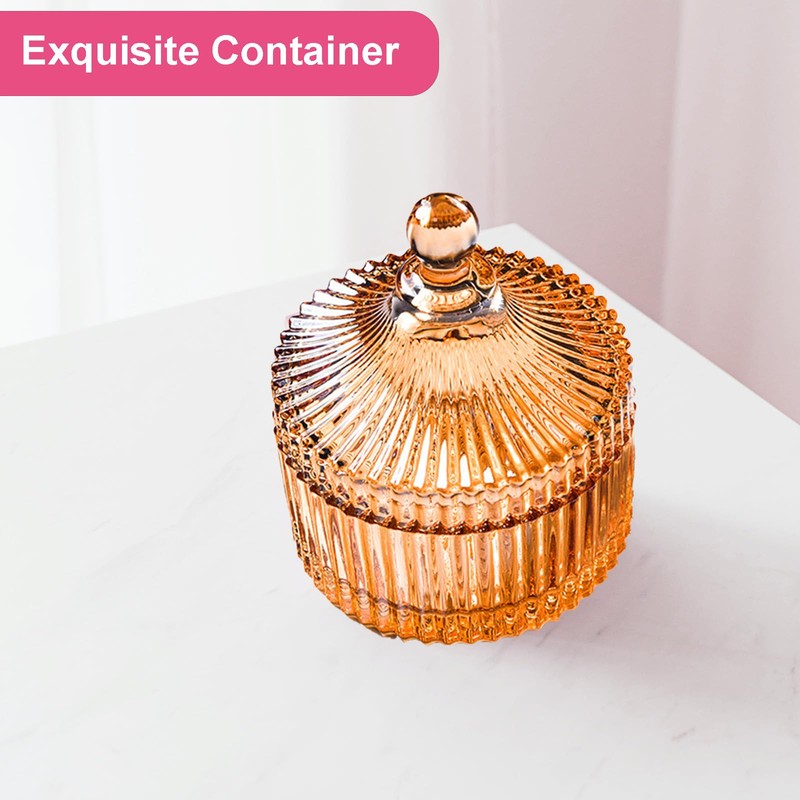 Qopoto Body Powder Puff and Container, Glass Box for Dust