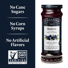 St. Dalfour Blueberry Fruit Spread - 10oz - 100% from Fruit, No Artificial Ingredients, Non-GMO, No Cane Sugars, All Natural - Pack of 6