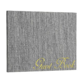 PATIKIL Elegant Guestbook, 9"x7" Fabric Wedding Guest Book Stylish Sign in Book with 50 Blank 120GSM Paper for Receptions Birthdays Funerals Special Events, Dark Gray