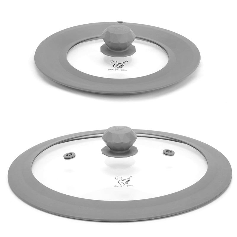 Set of 2 Vented Tempered Glass Universal Lid for Pot
