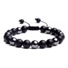 Pulsera Lynnette Cuero Obsidiana Hombre Ajustable 21cm Pack 2