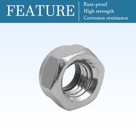 QUARKZMAN M8 x 1.25 mm Hex Lock Nut x 4 Pieces 304 Stainless Steel Left Hand Thread Lock Inserted Hex Nut Fasteners for Machine Attachment [Silver Tone]