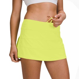 MCEDAR - Faldas atléticas de tenis y golf, para mujer, con bolsillo, entrenamiento, correr, deportes, plisadas, estilo casual, Amarillo limón, Small