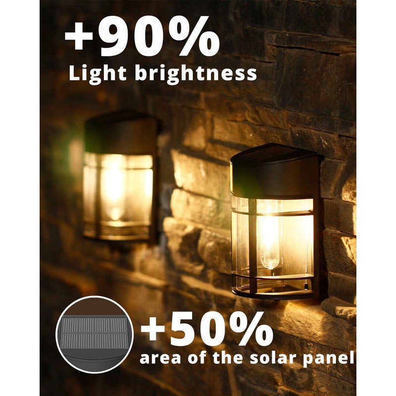 DOESLAG Solar Fence Lights, 12 Pack Waterproof Solar Lights Outdoor,