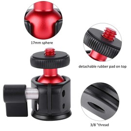 Aluminum Alloy Mini Ball Head, 360 Degree Rotation, 1/4 inch Screw Mount for DSLR Camera Fill Light