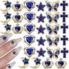 editTime Metal Alloy Nail Charms Rhinestones Kit 3D Gold Silver