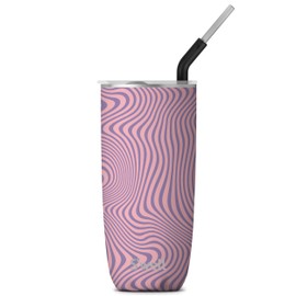 S'well Stainless Steel Tumbler with Straw and Slide-Open Lid, 24oz, Lavender Swirl, Triple Layered Vacuum Insulated Containers Keeps Drinks Cold for 18 Hours and Hot for 5, BPA Free