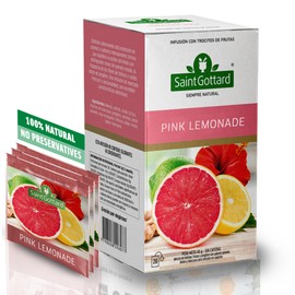 Saint Gottard Pink Lemonade Herbal Tea – Fruity Infusion with Hibiscus, Rosehip & Citrus – Naturally Caffeine-Free, Bright & Refreshing Flavor – Hot or Iced Fruit Tea – 40 Tea Bags