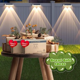 Solar Fence Lights Outdoor - 2700/4000/6000K 3 Modes, IP65 Waterproof Fence Solar Lights Outdoor, Fence Light Solar Powered for Patio Decor/Railing/Step and Wall - Unique Housewarming Gifts（8 Pack