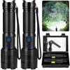 2 Pack Rechargeable Flashlights 90000 High Lumens, Super Bright Flash