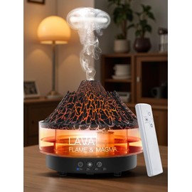 Essential Oil Diffuser with Remote Aromatherapy Diffuser Cool Mist Humidifier Combo, 7 Colors Lights & 2 Mist Mode, Oil Diffusers Jellyfish for Home, Bedroom Large Room (White Volcano)