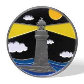 Sobriety Coin - Lighthouse and Sunrise - AA Medallion Chips Recovery Token