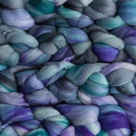 Spinnfasern Kammzug handgefärbt Wolle zum spinnen, Malabrigo Nube, Spinnband Märchenwolle Filzwolle Merino, 113g, filzen, weben (Azules)