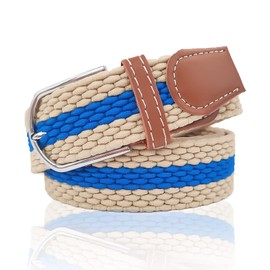 NiceYnn Men's Elastic Adjustable Waist Belt - Womens 3.3cm Wide Stretch Canvas Braided Belts Vintage Casual With Leather for Jeans, One Size