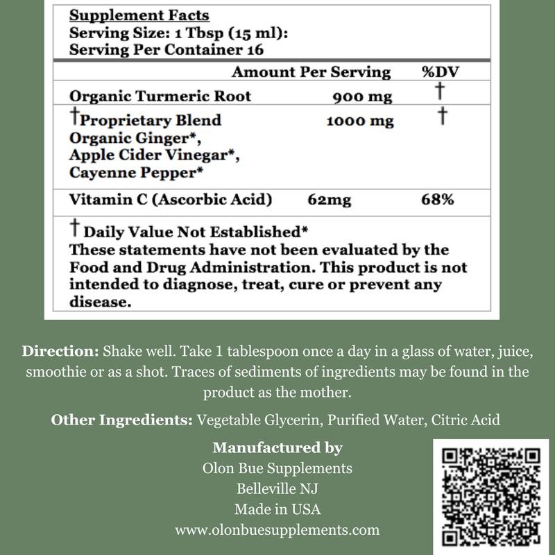 Turmeric Tonic with Ginger, Apple Cider Vinegar, Cayenne Pepper Herbal