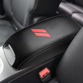 INTGET Car Center Console Cover for 2011-2020 Dodge Journey Accessories Leather Middle Armrest Cover Arm Rest Box Lid Protector Car Seat Box Cover for(Black with Carbon Fiber Texture)