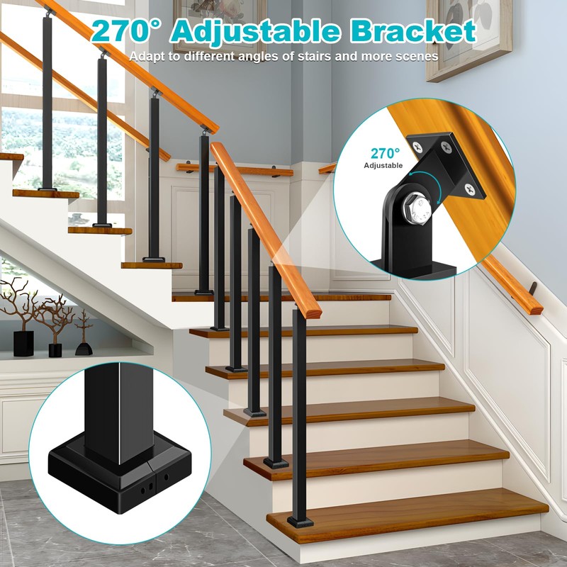 Zwinz Heavy Duty Steel Stair Baluster Posts 4 Pack, 270°