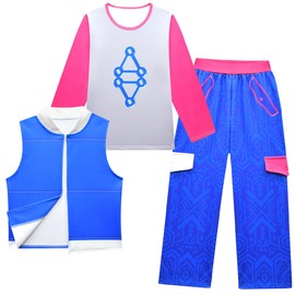 Girl Kids 5PCS Zombies Character Outfits Party Playwear Tops Trousers Suit Set