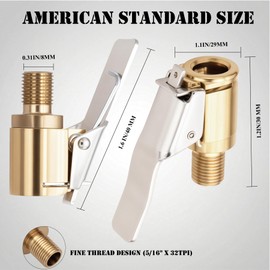 MEAJOO 1 Pack Brass Locking Tire Air Chuck – Lock-On Tire Inflator Adapter for Air Compressor, No-Leak Twist to Lock Design, Fits Standard Tire Valves