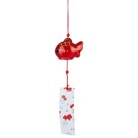 WEBEEDY Japanese Wind Chimes Fish Glass Wind Bells Handmade Red Fish Windchimes for Indoor Outdoor Decoration Japanese Good Luck Hanging Pendant for Car,Garden,Patio,Balcony,40 cm