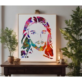 Jesus Christ Face Christmas Stencil Template Reusable for Painting on Walls, Wood, Arts and Crafts (145) - 5.5 x 8.5 Inches