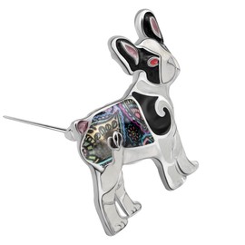DOWAY Cute French Bulldog Brooch Enamel Pet Dog Pins for Women Badges Clothing Bags Jackets Jewelry Gift (Ebony)