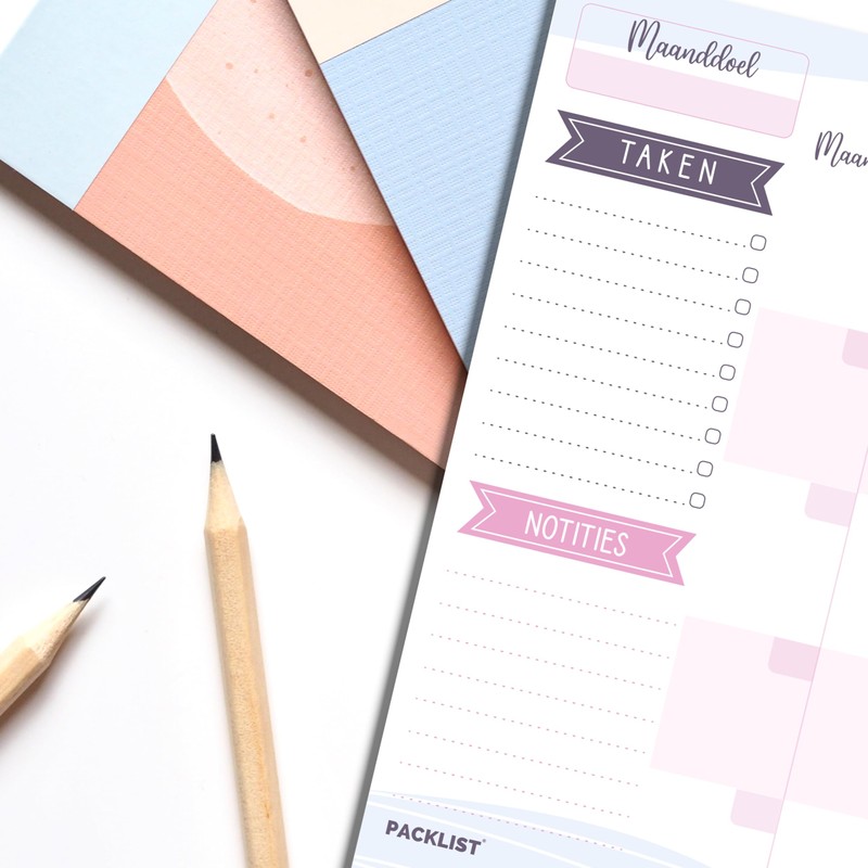 PACKLIST Maandelijkse Planner, Organiser A4 - Eeuwige Agenda Calendar -